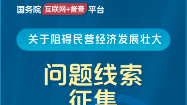 被男人操逼舒服视频免费国务院“互联网+督查”平台公开征集阻碍民营经济发展壮大问题线索